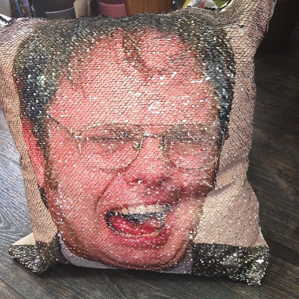 Reversible Sequin Accent Pillow - Black and Silver